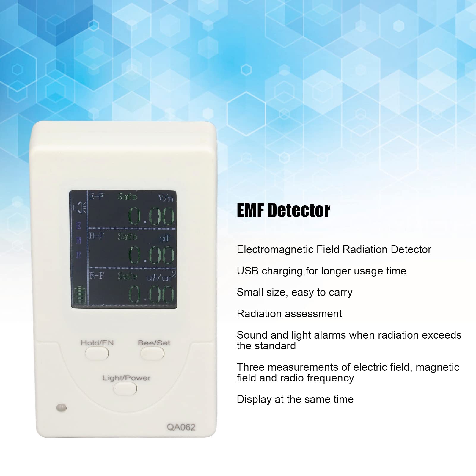 FILFEEL Medidor de EMF 3 Mediciones 6Hz-5GHz USB Recargable ABS
