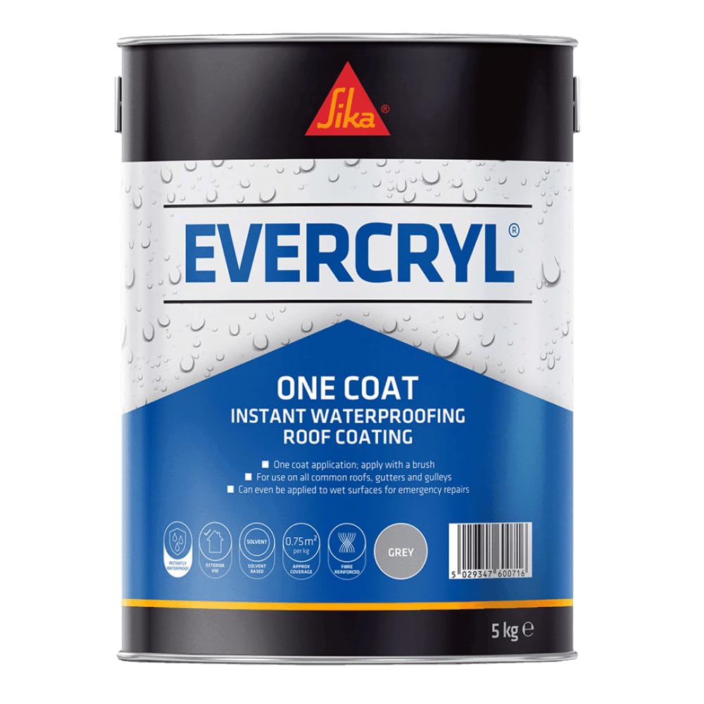 Evercryl Grey Fibre Reinforced Flat Roofing Coat Sealant Paint 2 x 5 Kg