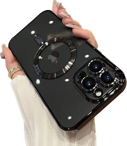 A prueba de golpes, impermeable, magnética, compatible con carga inalámbrica, negro, funda delgada para iPhone 15 Pro Max (solamente).