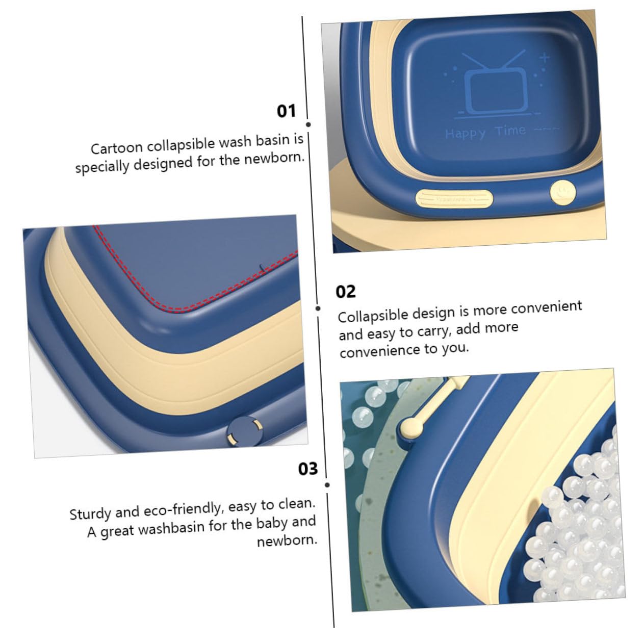GLEAVI 1Pc Wash Basin Portable Cartoon Design for Easy Butt Cleaning and Bathing for Newborns and Blue