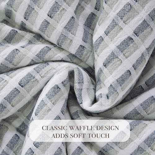 Image of Oli Anderson 100% Cotton Waffle Comforter Set King Size, 3 Pieces Lightweight Breathable All Season Bed Comforter, Soft Skin-Friendly Blanket for Bedroom Guest Room, Machine Washable, Green
