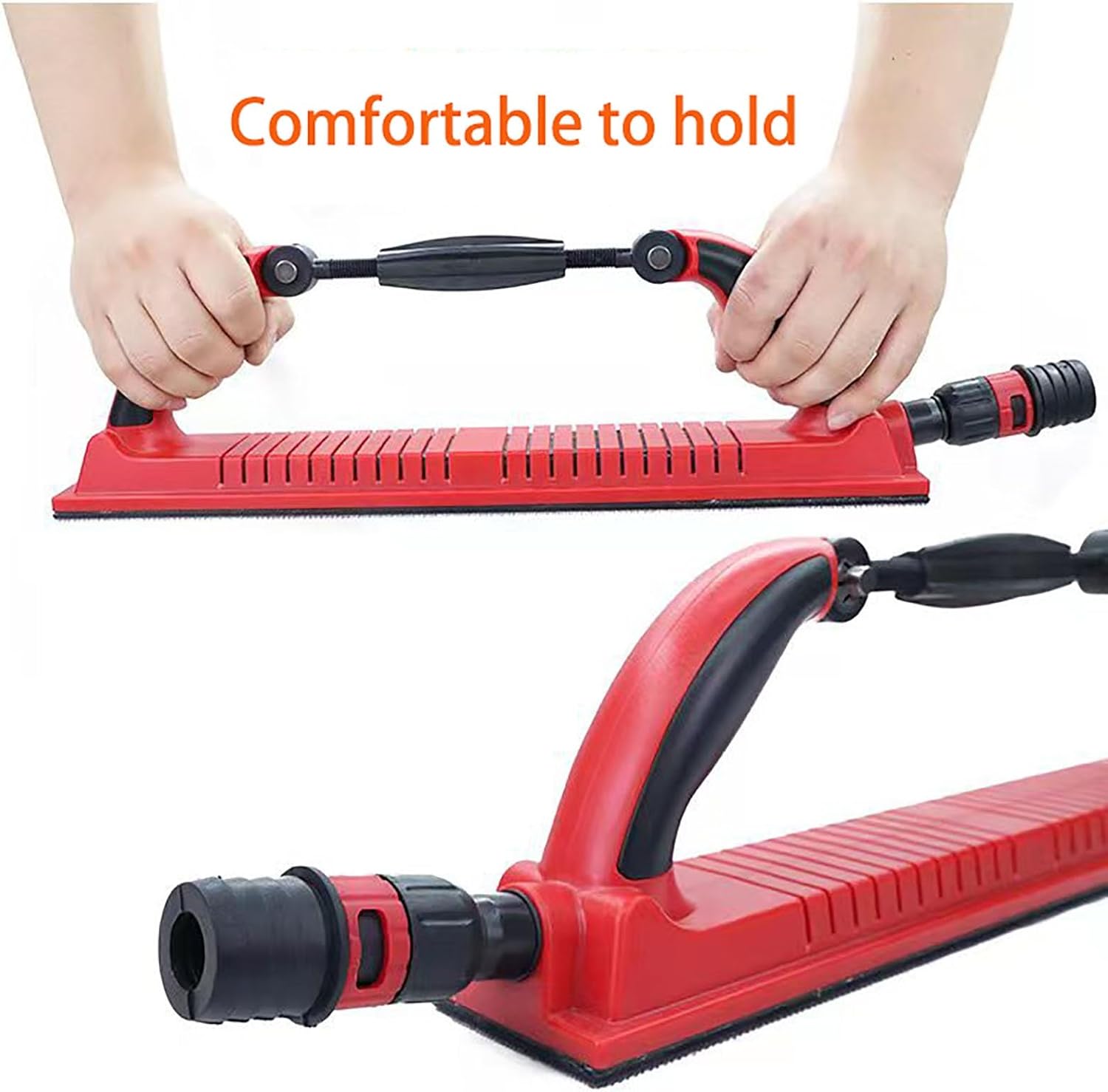 Adjustable Vacuum Sanding Block, Rectangular Arc Hand Grinding Tool for Putty, Spray Paint Polishing & Dry Grinding - Red, Ideal for DIY & Home Improvement