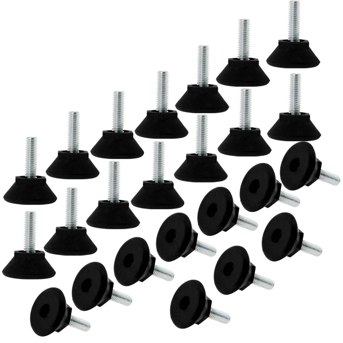 uxcell M6 x 17 x 24 Screw on Leveling Feet Adjustable Leveler Floor Protector for Machine Furniture Table Desk Leg 24 Pack