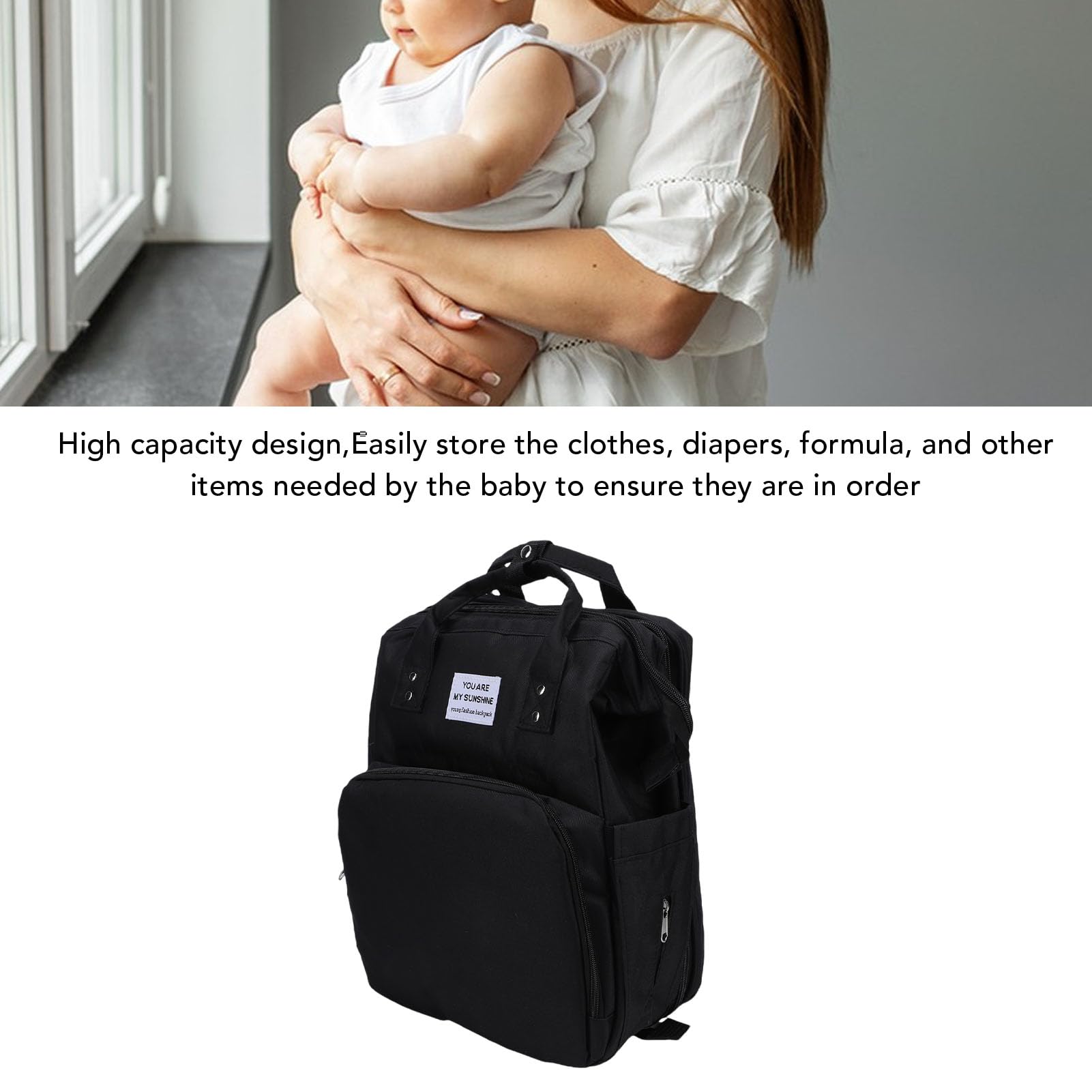 Luocute Zaino per Pannolini per Neonati, Borsa per maternità da Viaggio di Grande capacità con Porta di Ricarica USB e Tasca per Biberon Isolata, Zaino per Pannolini per Neonati per Viaggi