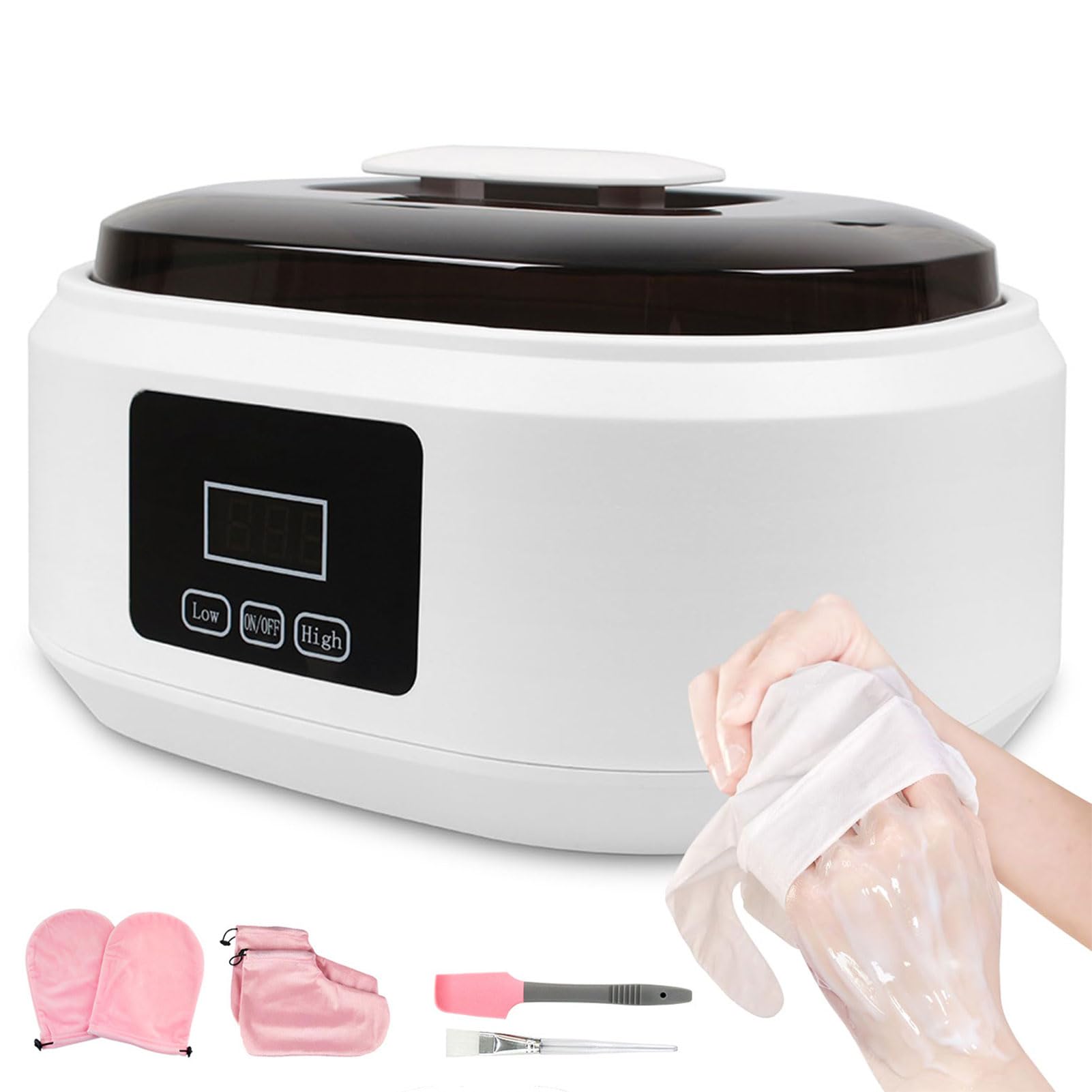 Macchina per cera di paraffina da 3500 ml per mani e piedi, scaldacera di paraffina da 200 W con controllo della temperatura a 2 velocità, scaldacera di paraffina per terapia termica, artrite white