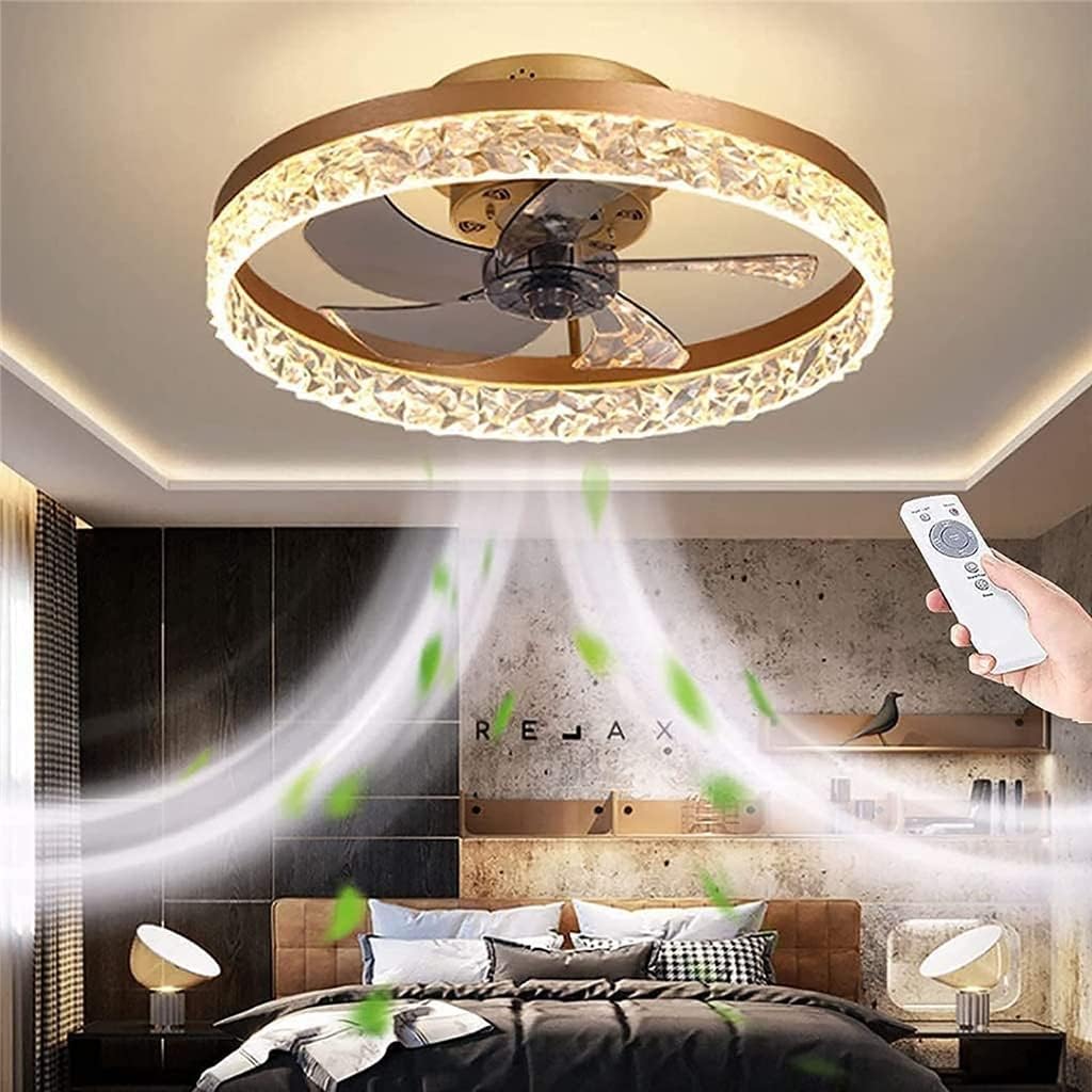 Ceiling Fan with LED Light and Remote Ceiling Lights Modern LED Lamp Bedroom Study Restaurant Decor Ceiling Lights (Colour: Black, Size: 16.5 x 50 cm) (Gold 16.5 x 50 cm)