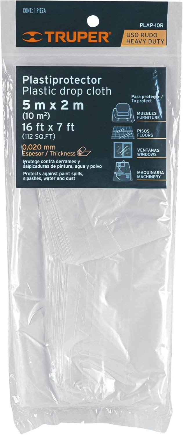 TRUPER PLAP-10R 12 yd2 Heavy Duty Plastic Drop Cloth