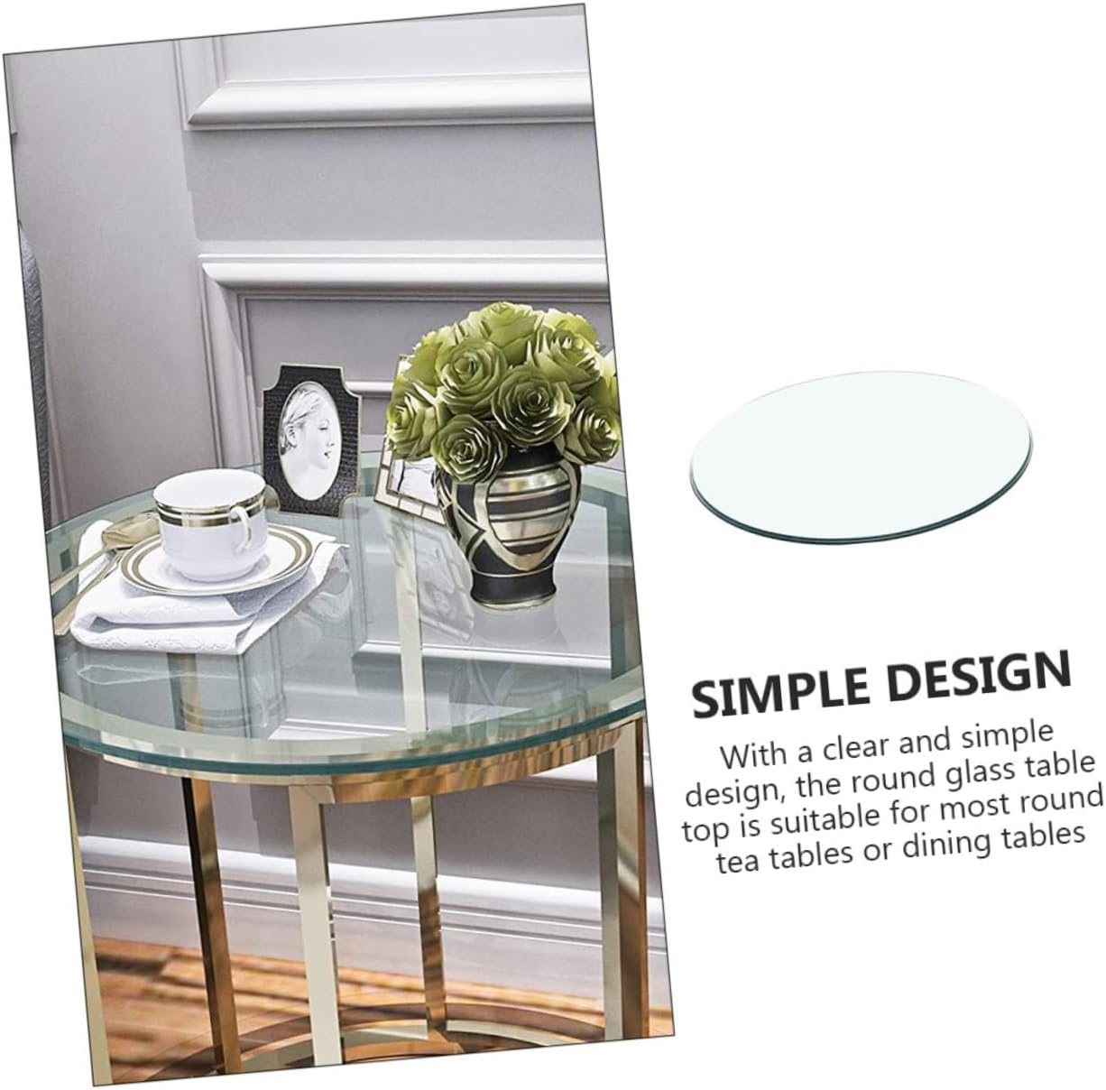Round Tempered Glass Table Top Thickened Clear Surface for Dining and Tea Tables Smooth Edges Home Decor