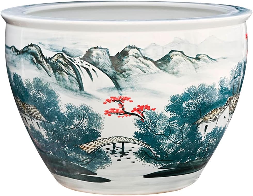 Fish Tabk Aquarium Fish Tank Ceramic Gold Fish Tank Living Room Office Feng Shui Fish Bowl Courtyard Large Fish Culture Tank Cool Fish Tank, A-100CM