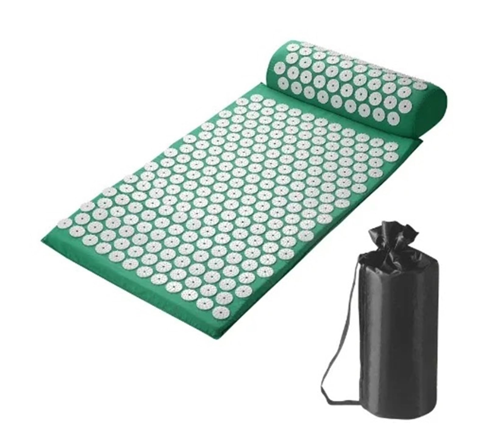 Esterilla Acupresion Estera de esteras de yoga for masaje de acupresión con funda de almohada(Green)