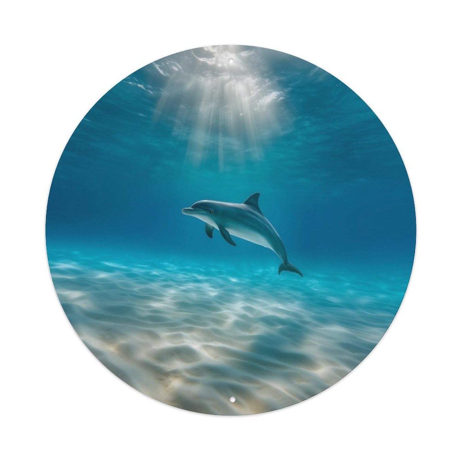 Cwbufd Vintage Style Marine Animals Bottlenose Dolphin Clear Blue Ocean Calm Seascape Vintage Metal Tin Sign Plaque Wall Decor For Cafe, Club Bar, Office, Garden Metal Poster 8X8inch