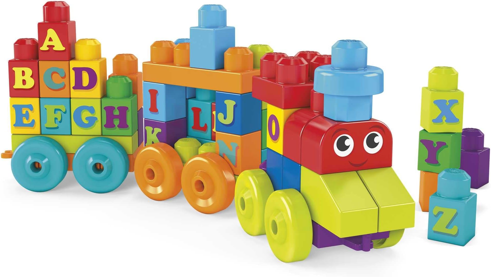 Bloks First Builders ABC Learning Train with Big Building Blocks, Building Toys for Toddlers (60 Pieces)