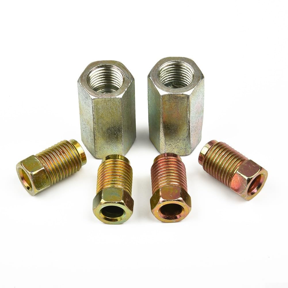 Lot de connecteurs de tuyau de frein 2 voies femelles avec 4 écrous mâles pour pas de 10 mm x 1 mm, compatible avec tuyau de frein 3/16