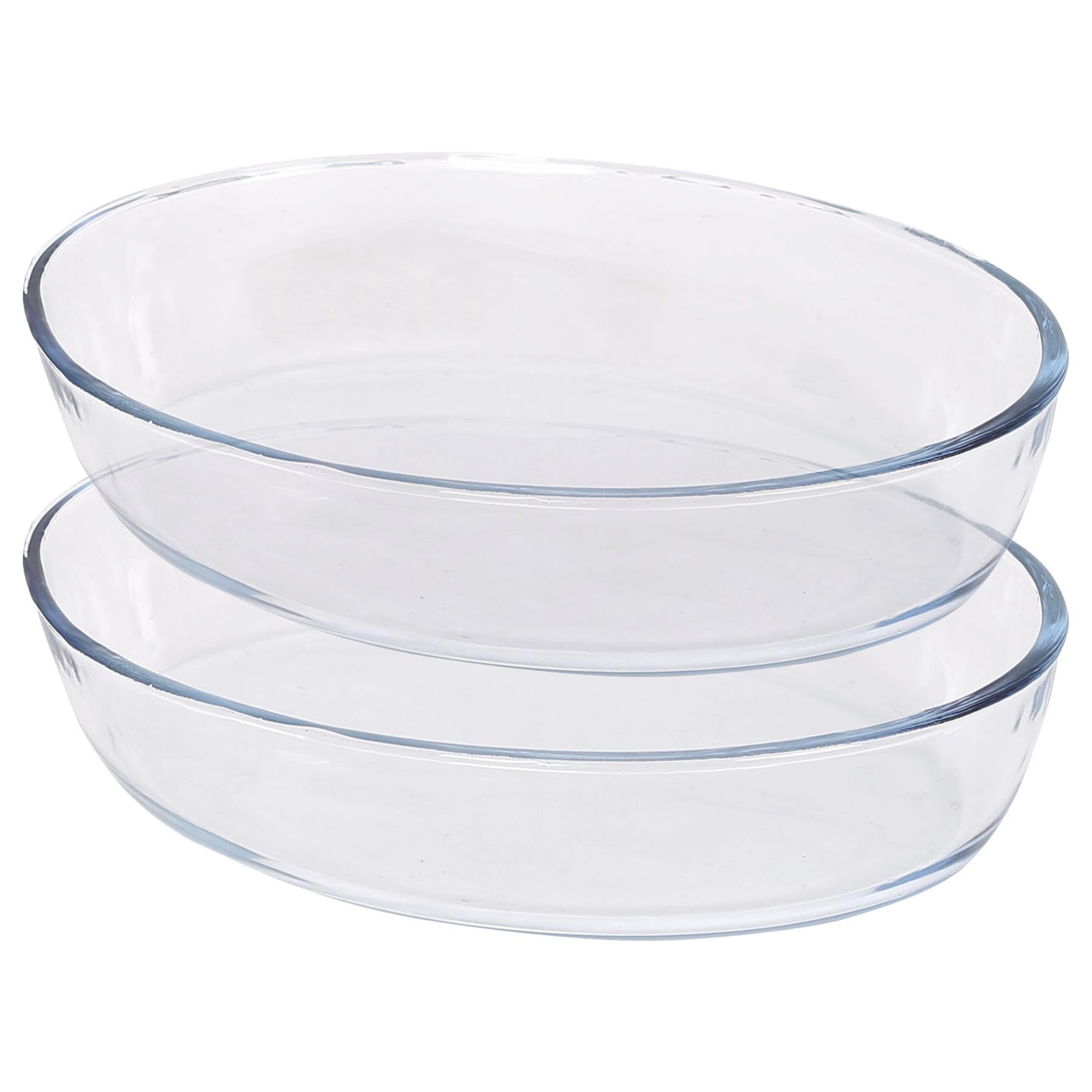 Argon Tableware Oval Glass Oven Dishes - 35cm x 24cm - 2x Large Deep Baking Casserole Lasagne Roasting Roaster Cooking Tray Bowl | Microwave Safe, Freezer Safe