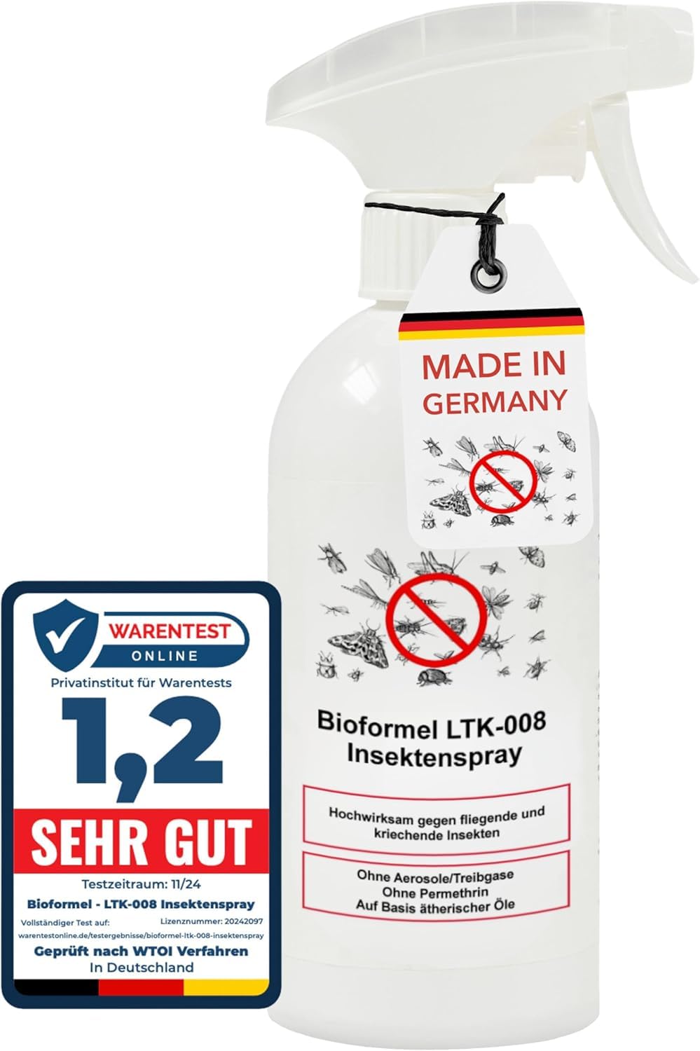BIOFORMEL LTK-008 Insektenspray für fliegende & kriechende Insekten bekämpfen - Insektenmittel - Anti-Insekten-Spray mit Sofortwirkung - Insektenschutz Spray mit Langzeitschutz (500 ml)