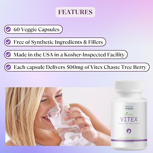 Miniatura 3 de BIOLABS PRO Natural Vitex Chasteberry Suplemento para mujeres, extracto de bayas de árbol casto puro, 500 mg, fórmula de máxima resistencia