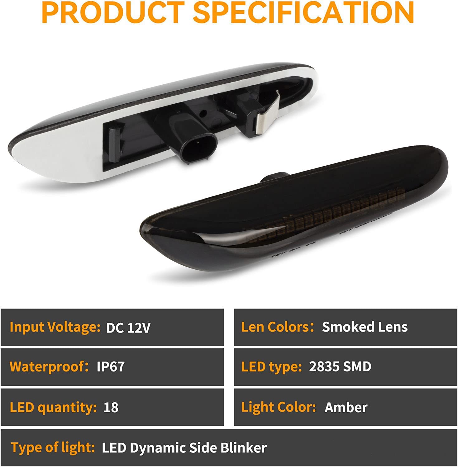 Frecce Laterale Dinamico a LED per BM-W E92 E46 E87 E81 E36 E90 E91 E60 E61 E88 E93 E53, Indicatori di Direzione Laterale a LED 2 Pezzi Nero Canbus