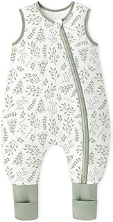 Yoofoss Schlafsack Baby mit Füßen Socken 1.5 Tog Herbst Winter Baby Schlafsack mit Beinen Baumwolle Warm Babyschlafsack für 6-18 Monate Kinder Jungen Mädchen 70 cm- Kleines Blatt