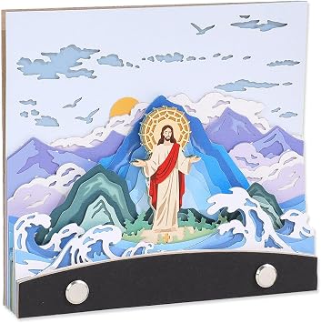 3D Desk Calendar 2026-2027 Memo Pad Notepad, Tear Away Calendar for Daily Planner,Christian Gifts for Women,Creative Paper Sculpture for Office Decor & Gift, Blue God