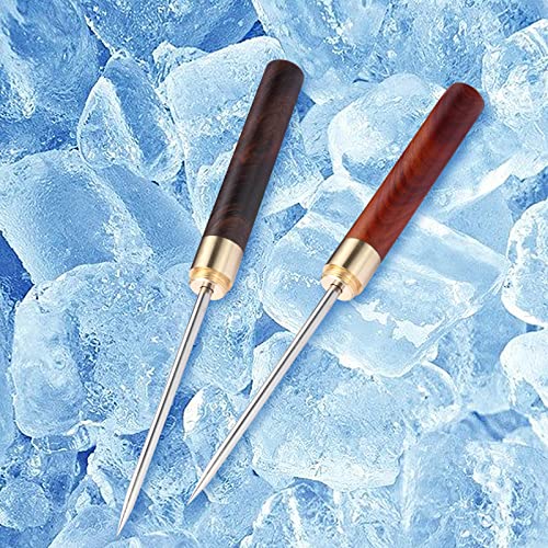 2 Pack Stainless Steel Ice Picks With Safety Cover, 9-Inch Pick Tool For Breaking Ice, Non-Slip Wooden Handle For Easy To Grip, For Kitchen, Bars, Bartender, Picnics, Camping, & Restaurant #TOP4