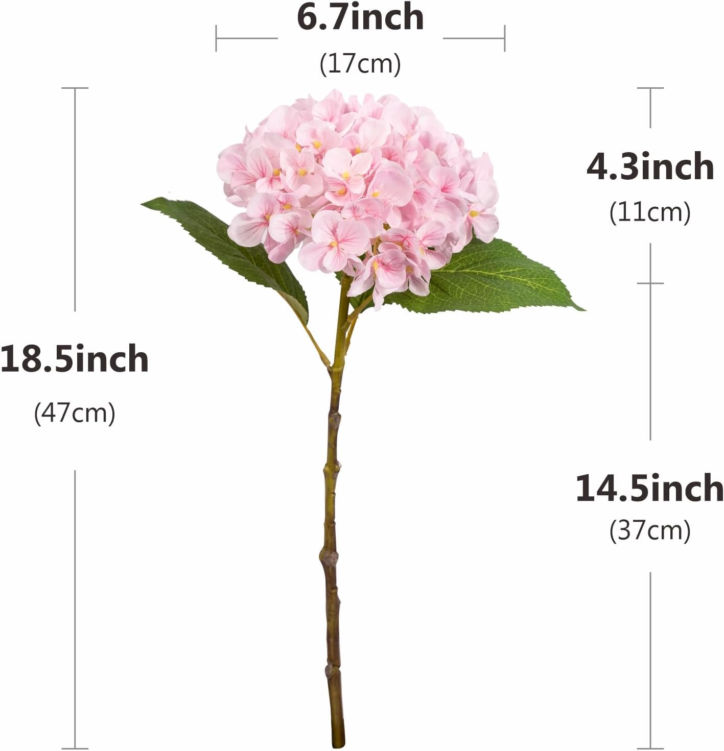5 Pcs Faux Silk 18.5" Pink Hydrangea Artificial Flowers, Fake Flowers with Stems, for Wedding Bouquets Home Decor Party Christmas Centerpiece - Image 2