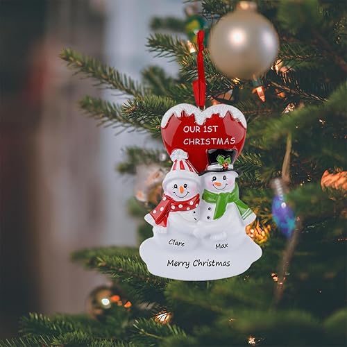 Miniatura 2 de WorldWide Adorno personalizado para pareja de muñeco de nieve de Navidad