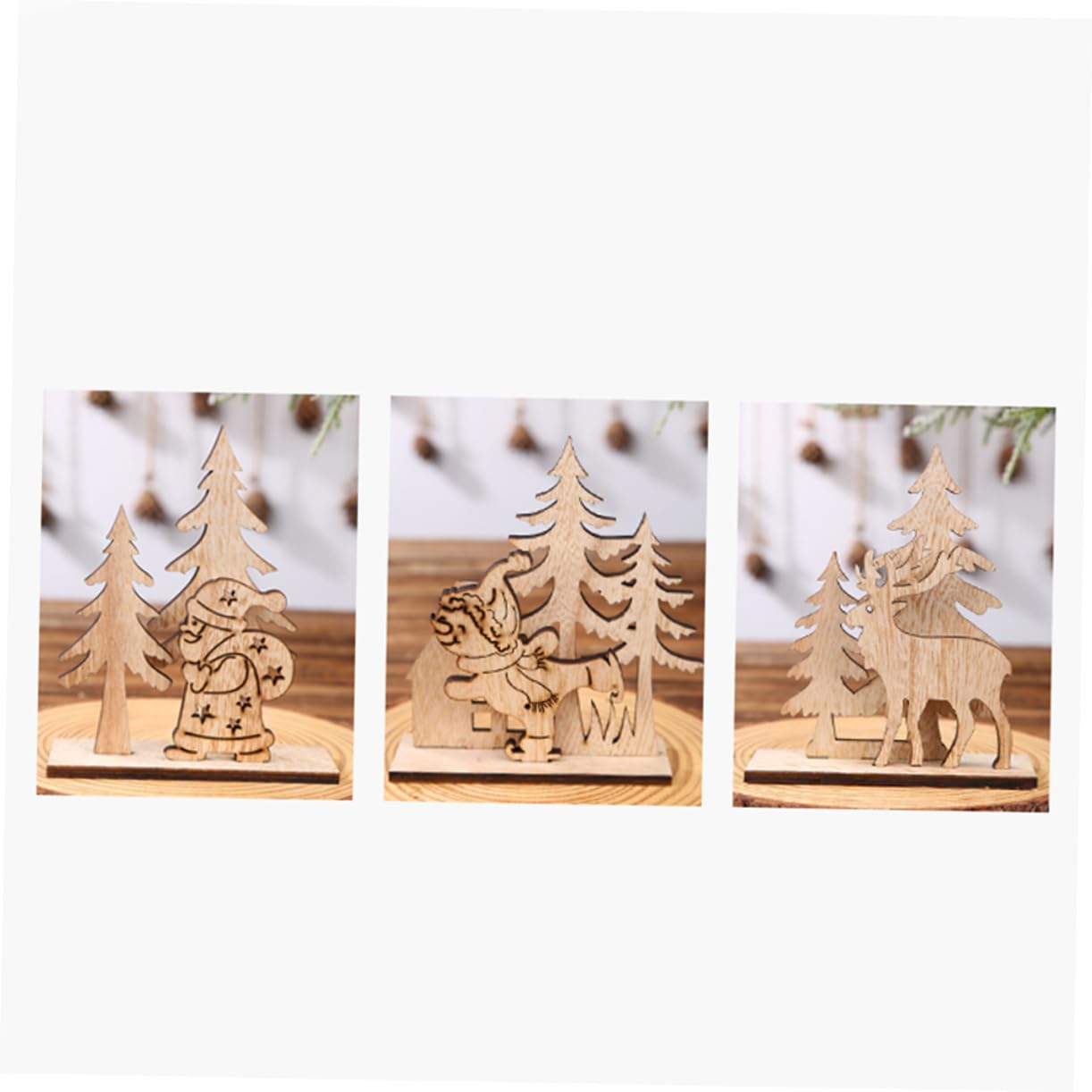 6 Piezas Decoración de Mesa para Árbol de Navidad Decoración de Árbol Navideño Decoraciones de Mesa de Navidad Letrero de Madera Pequeño Árbol de Navidad Adorno de Escritorio Adorno de