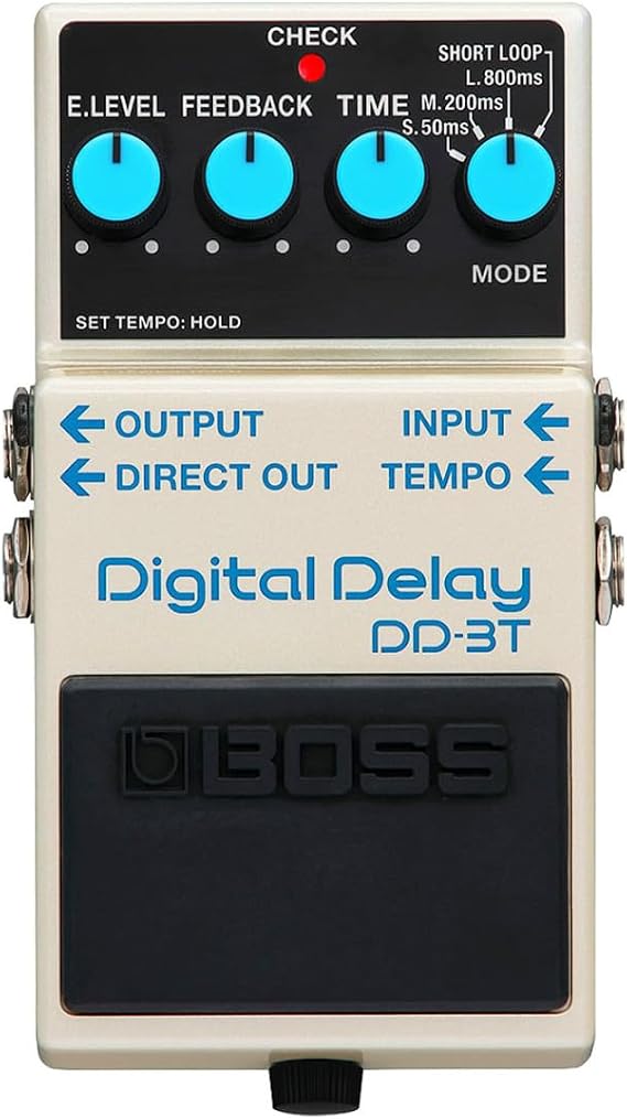 Boss DD-3T Digital Delay Effect Device + FS-7 Foot Switch + Keepdrum Patch Cable 30 cm