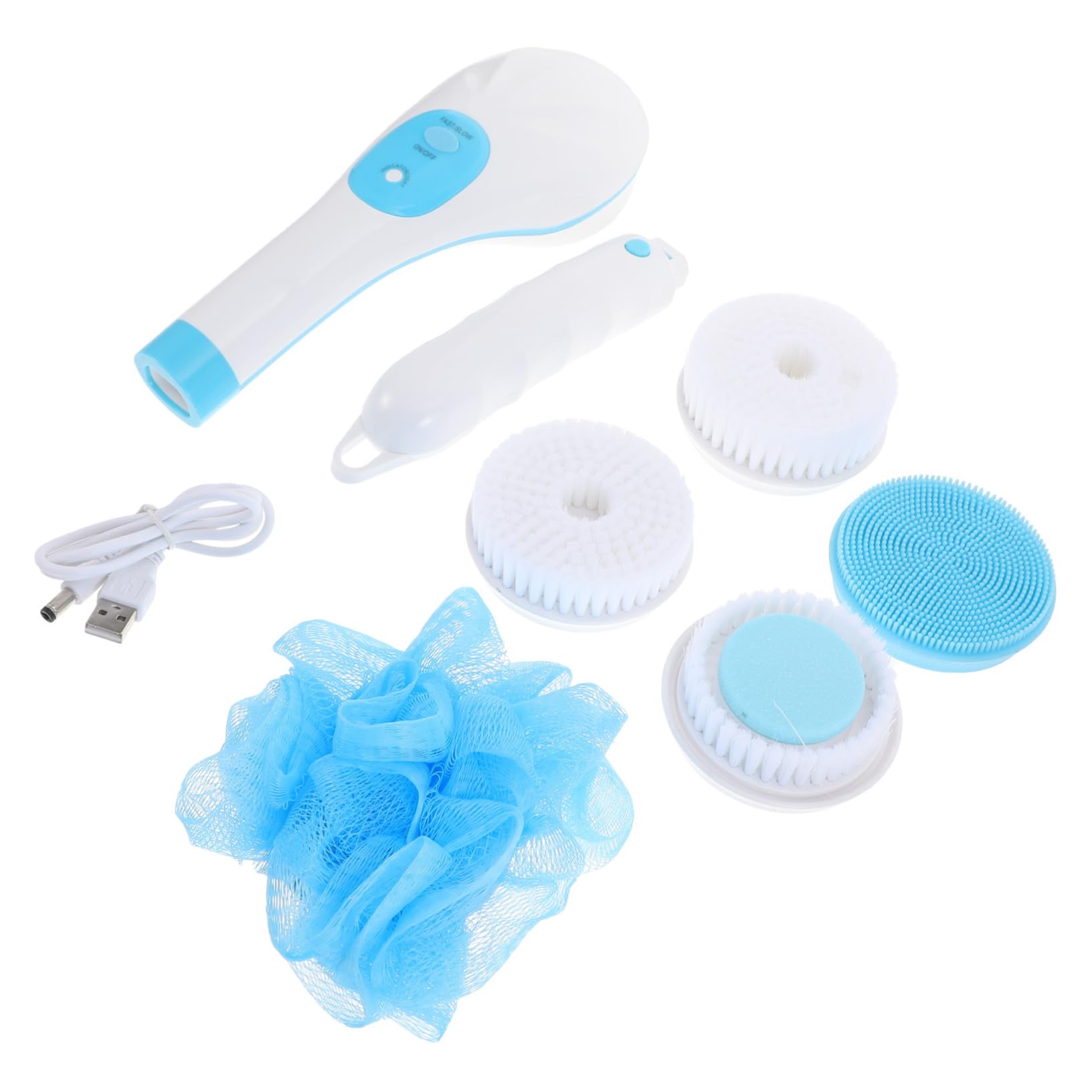 Spazzola Elettrica da Bagno Girevole Manico lungo USB Ricaricabile