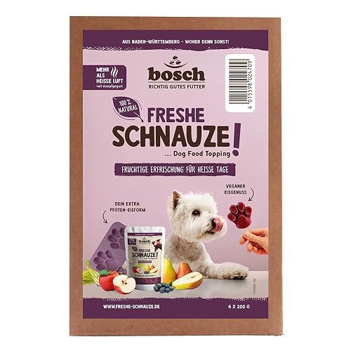 Bozal Bosch Freshe - Paquete de acción de Fruta 4 x 200 g + Molde de Hielo para Hielo para Perros