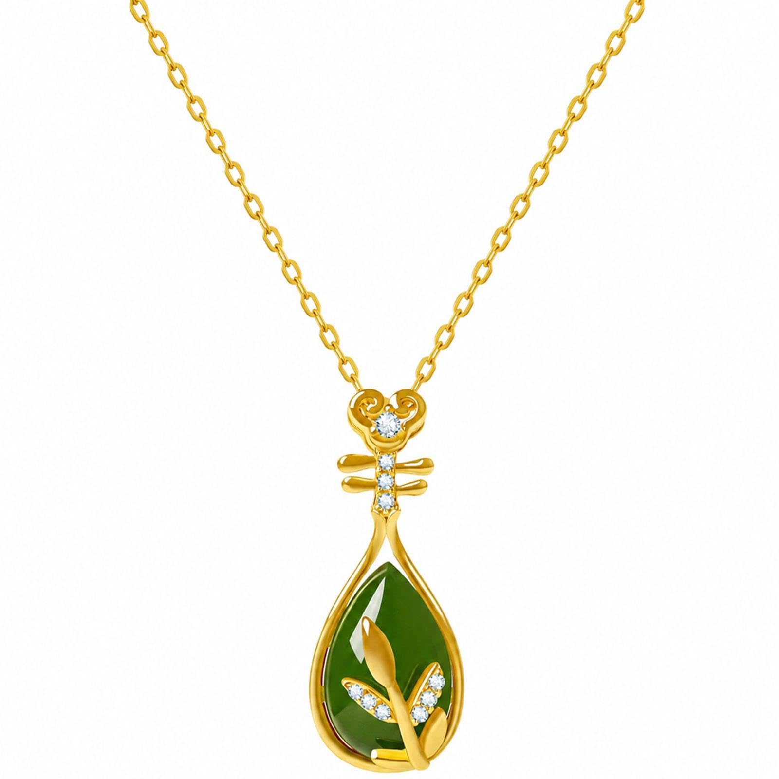 Collar Pipa De Jade Chino, Diseño Oriental Elegante, Joyería De Plata S925