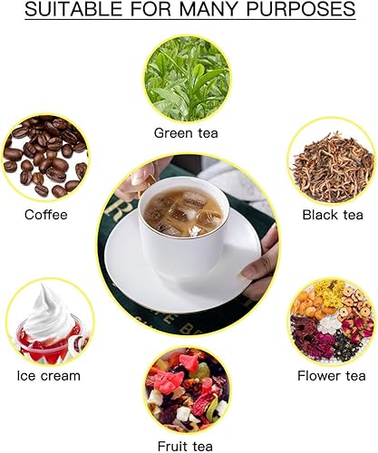 Miniatura 4 de Juego de 6 tazas de capuchino de porcelana de 6 onzas con platillos y soporte de metal, juego de tazas de té apilables para café, café con leche,