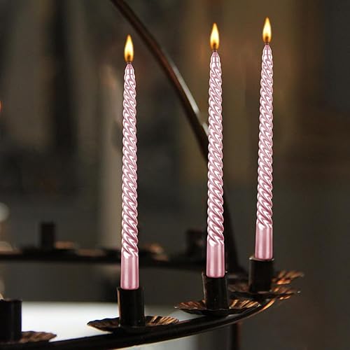 Miniatura 3 de Kemladio 8 velas cónicas rosas de 10 pulgadas, velas cónicas sin perfume que queman 8 horas, palitos de velas largas, velas de cena, velas altas,