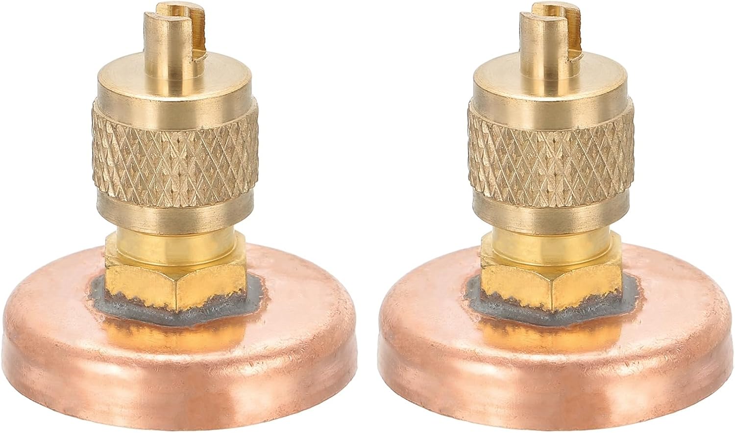 PATIKIL 1/4" SAE Service Access Valve, 1" ID Copper Pipe End Cap with Valve Core Remover for Vacuum System Refrigerator HVAC Refrigeration, 2 Pack