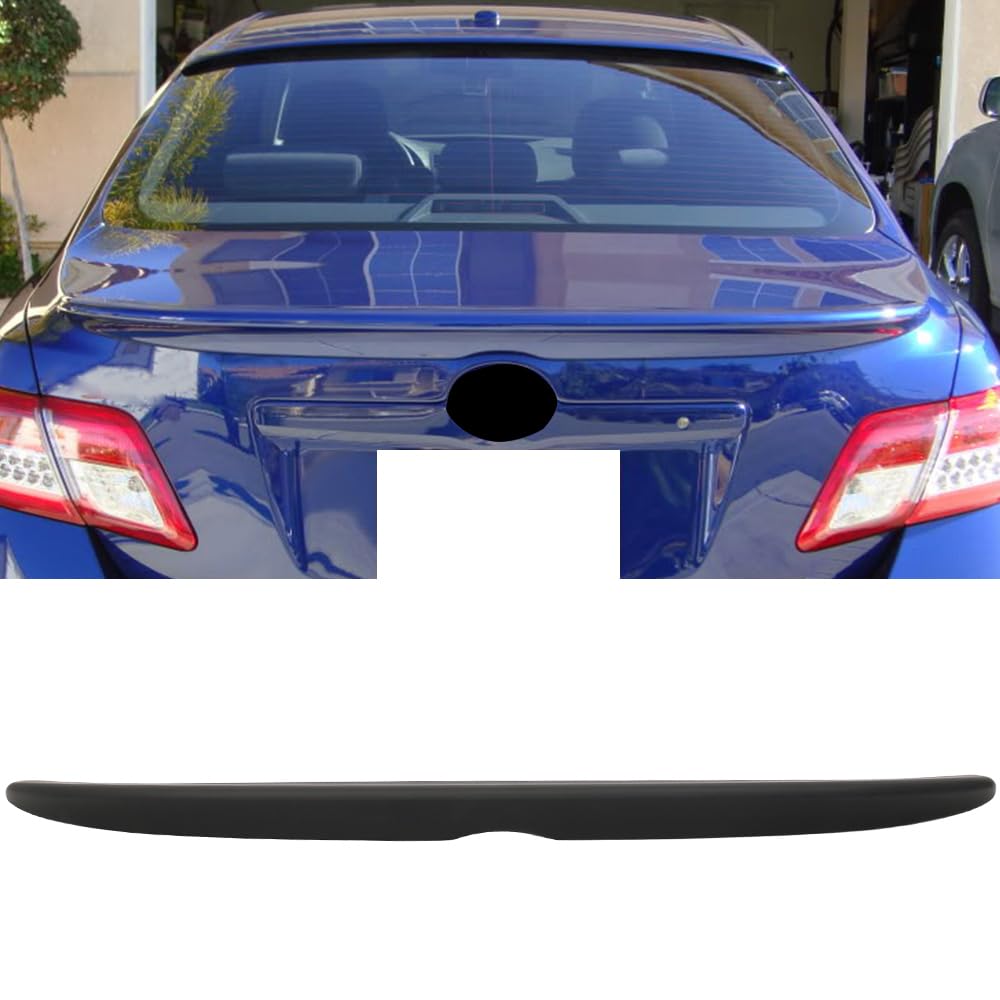 Trunk Spoiler Compatible with 2007-2011 Camry, Factory Style Primer Matte Black ABS Car Exterior Trunk Rear Wing Tail Roof Top Lid by IKON MOTORSPORTS, 2008 2009 2010