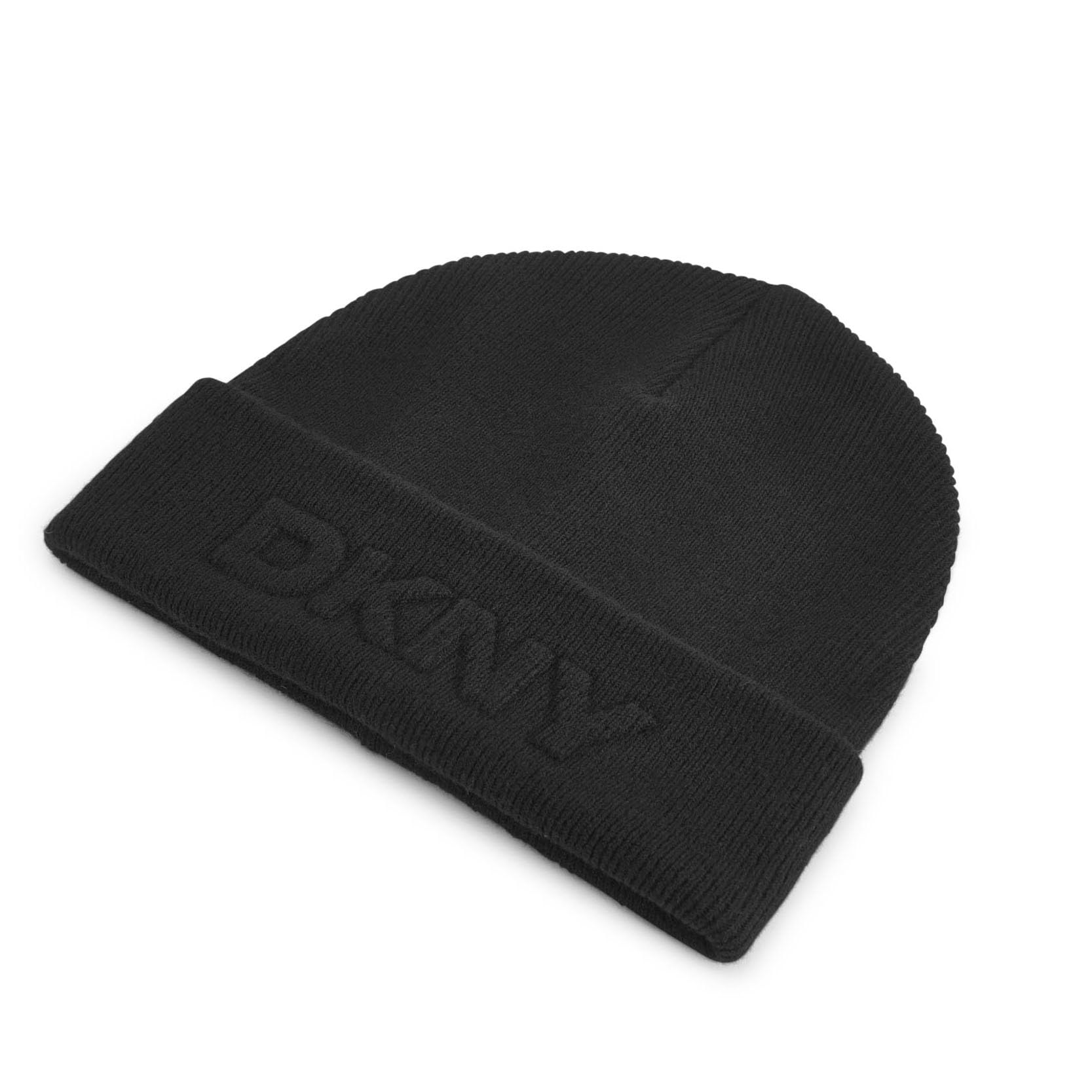 Dkny Women's Black Embossed City Logo Beanie, One Size