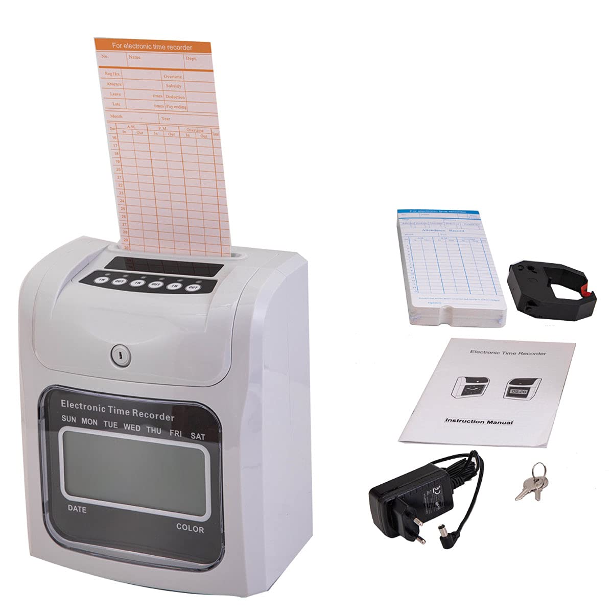 Timbracartellini Dipendenti - Completamente Automatica Registratore Tempi Presenze Con 50 Cartellini,Orologio Rilevazione Presenze Registratore di Tempo