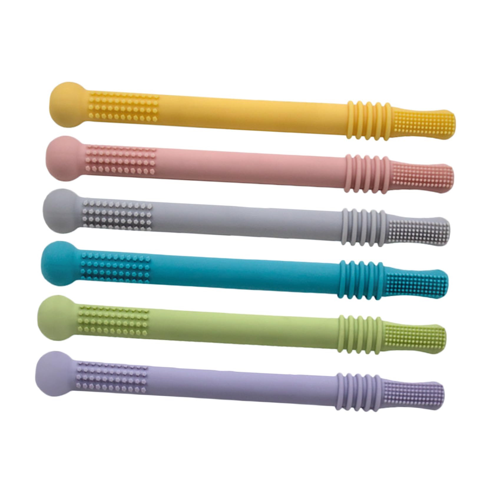 LIFKOME 6 Pezzi Teether Tube in Silicone per Ragazzo Ragazza, Morso | Cannucce da Dentizione, Alleviano Prurito e Fastidio Gengivale, Regalo per Shower e Compleanno