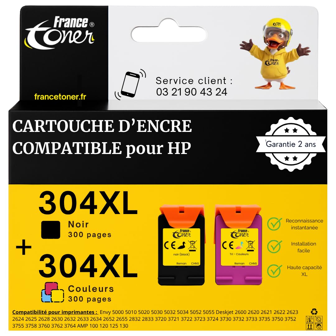 2 Cartouches XL Compatibles pour HP 304 Envy 5030 5000 2620
