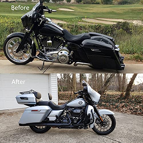 Motorcycle Luggage Chopped Tour Pack Fit For 2014+ Harley Touring Flh Flhx Flhr - Mysterious Red Sunglo, Backrest Pad, Detachable Mount Rack #TOP5