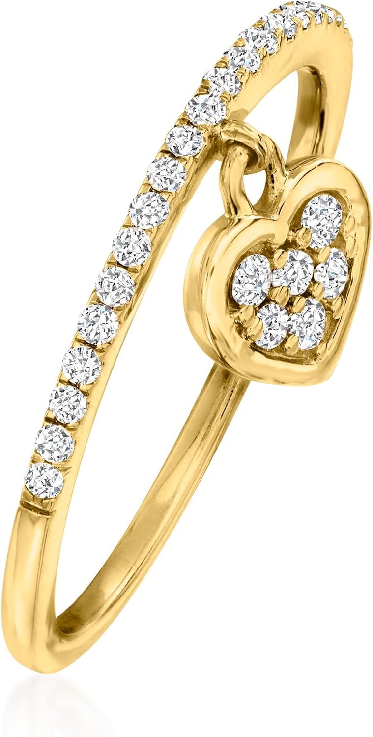 Pure Collection by Ross-Simons 0.20 ct. t.w. Diamond Heart Charm Ring in 14kt Yellow Gold