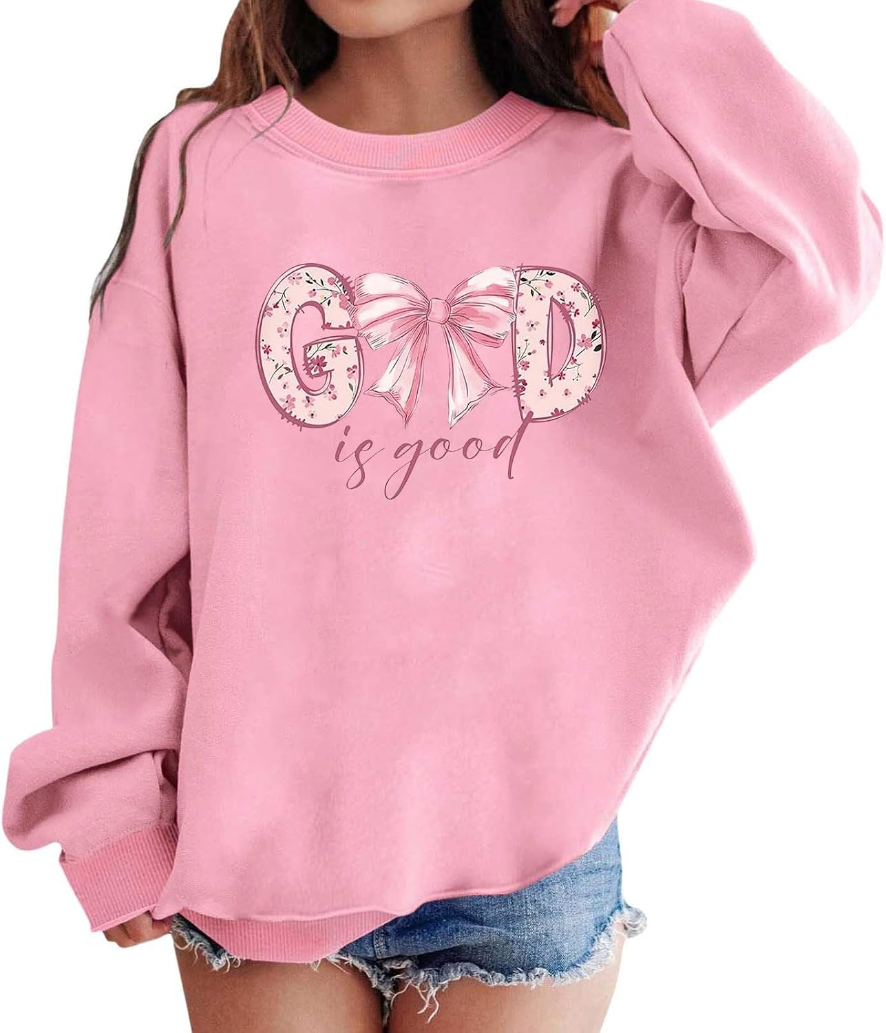 Sweatshirts For Teen Girls Long Sleeve Crewneck Graphic Pullover Tops Unisex Kids Cute Back To School Outfit For Casual Wear