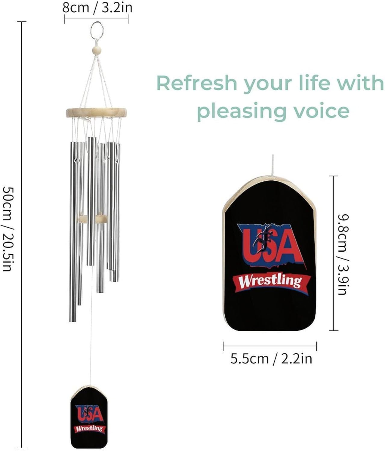 Wrestling U.s. Wooden Wind Chimes Deep Tone Memorial Windchime for Outside Garden Home Decoration