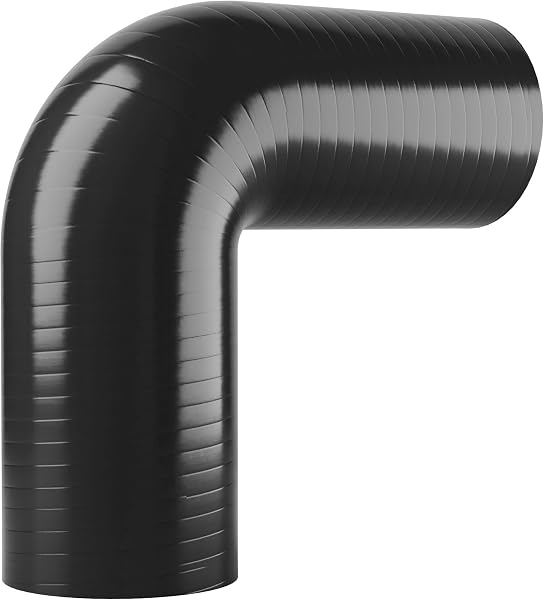 90 degree Silicone Turbo and Coolant Reinforced Hose Elbow ID: 35mm - Black - 4