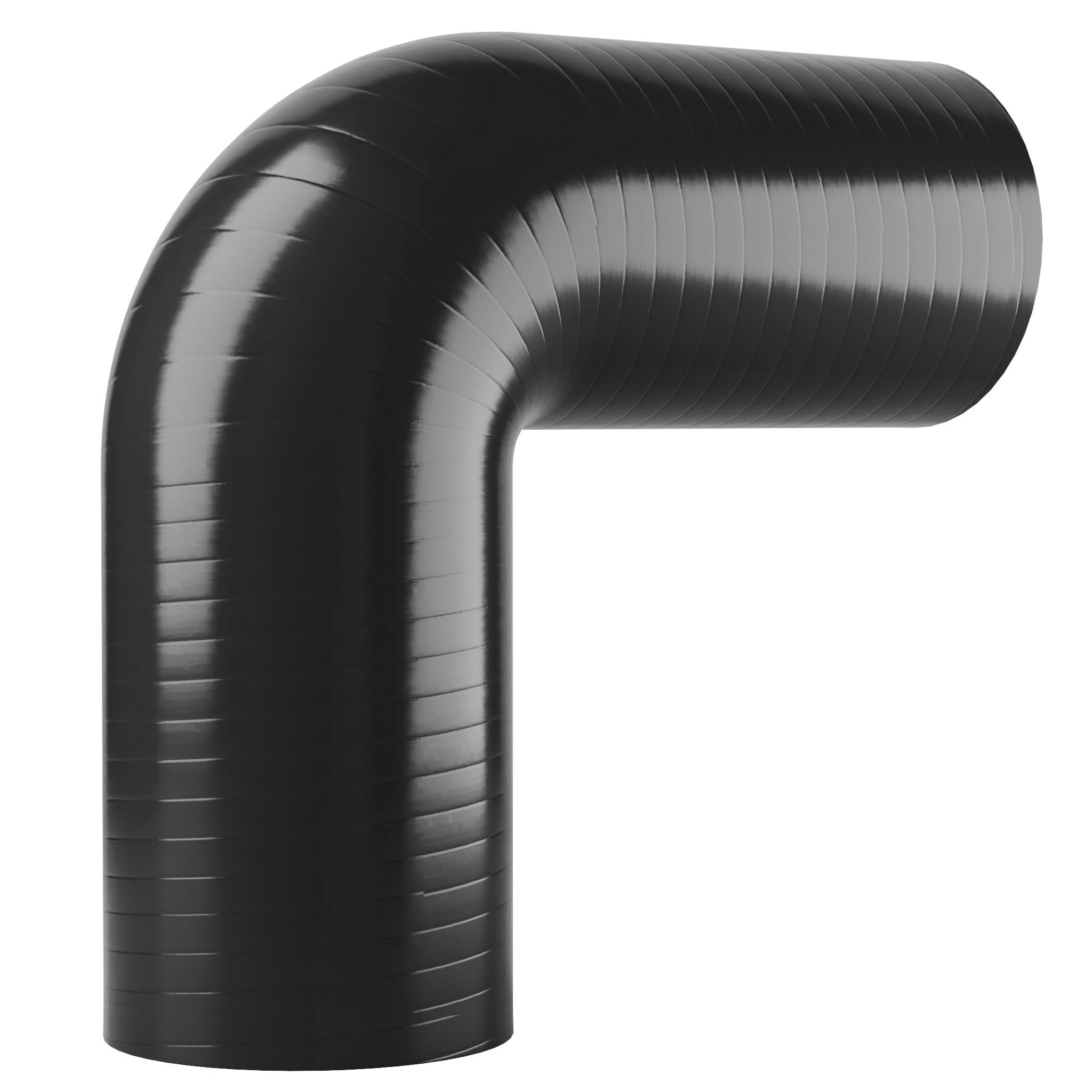 90 degree Silicone Turbo and Coolant Reinforced Hose Elbow ID: 35mm - Black — view 4