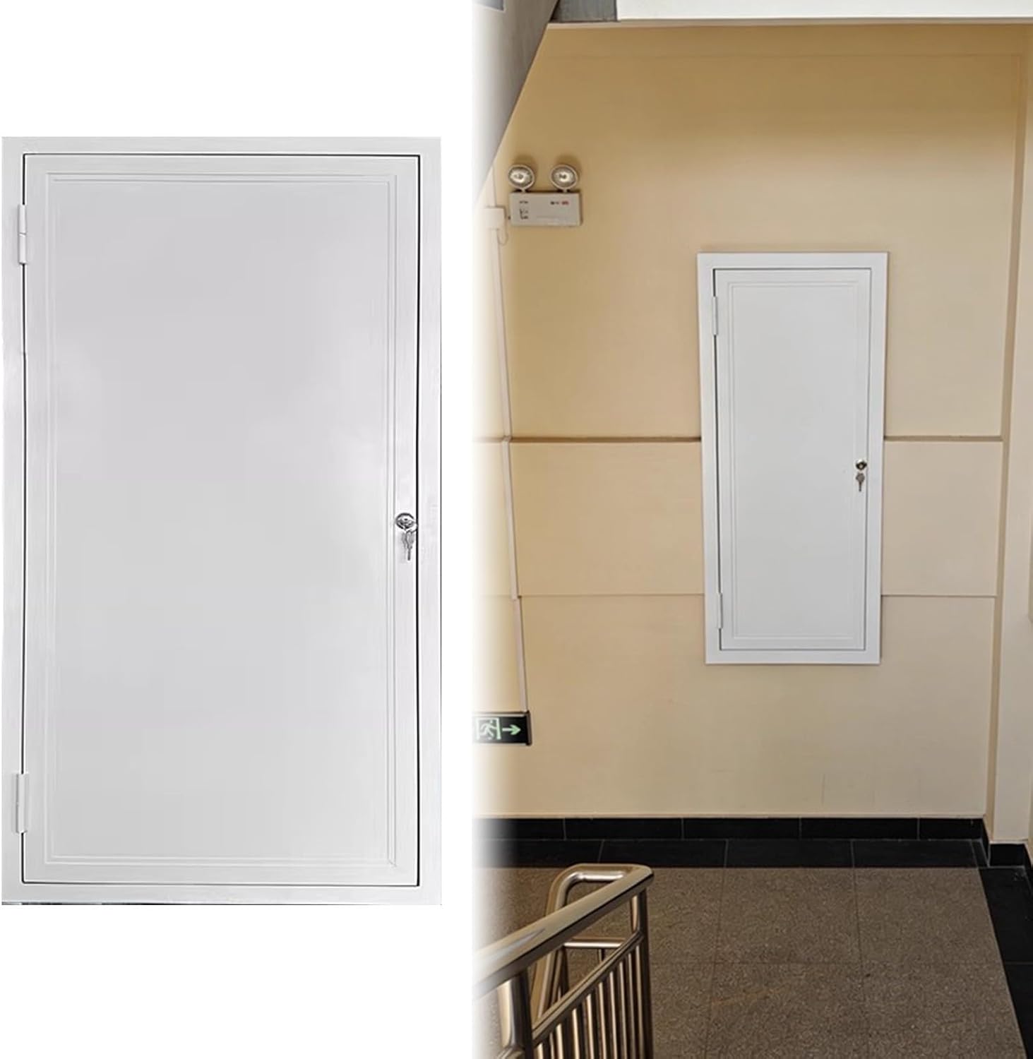 Attic Access Door Panel for Wall Ceiling, Metal White Access Door with Lock & Key, 6 10 12 16 24 32 36 40 44 48 in Inspection Hatch Exterior Interior(26x44in(65x110cm))