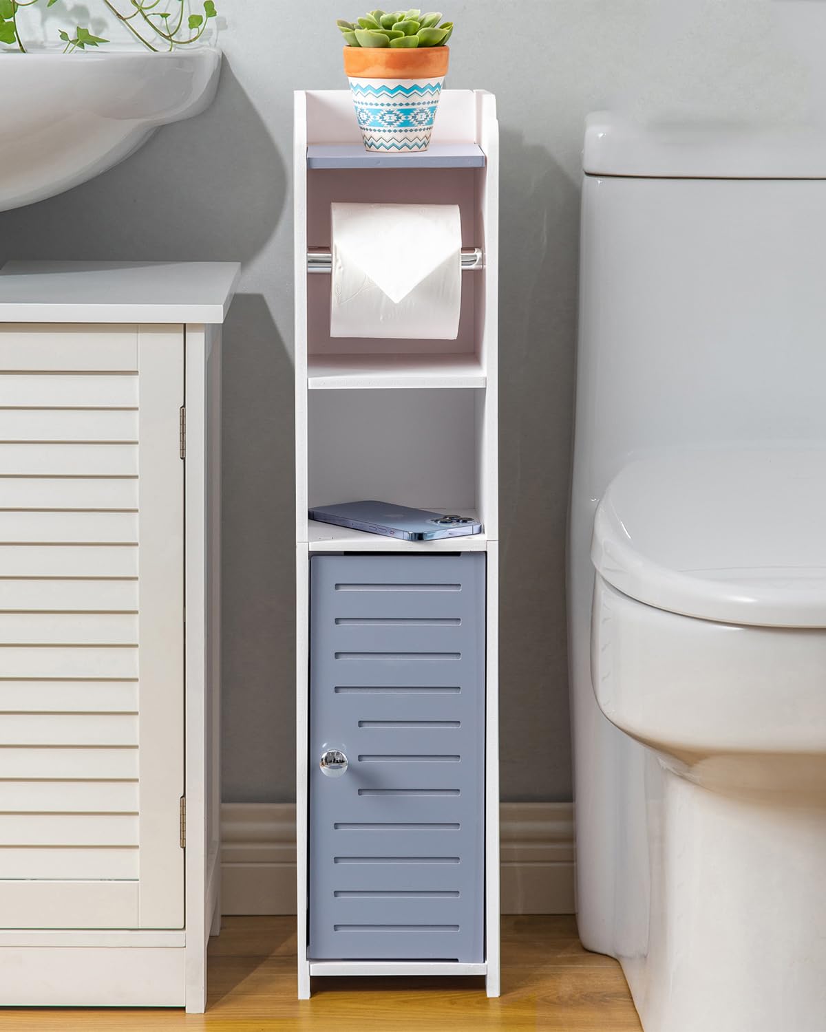 AOJEZOR Toilet Paper Holder Stand: Holds 4 Rolls for Small Bathroom Renters — Amazon image 7