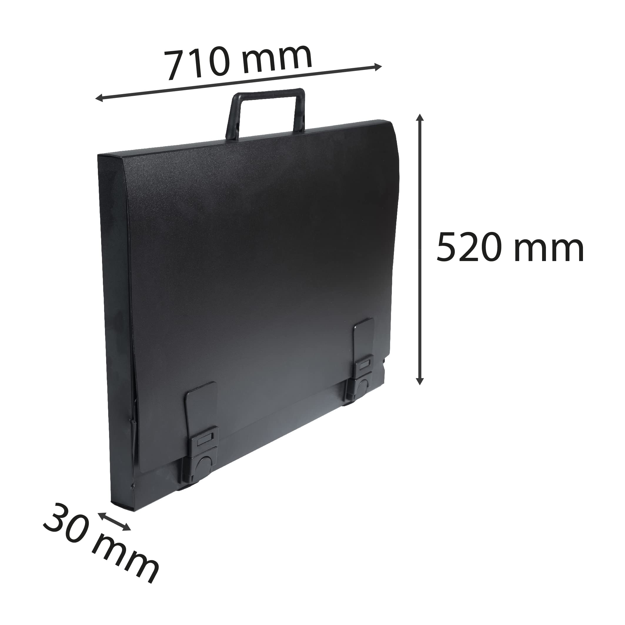 Exacompta 59201E Zeichenmappe mit Griff aus festem 1,2 mm starkem Kunststoff verschließbar 52 x 71 cm schwarz 2,8cm Rückenbreite schwarz ideal zum transportieren und aufbewahren