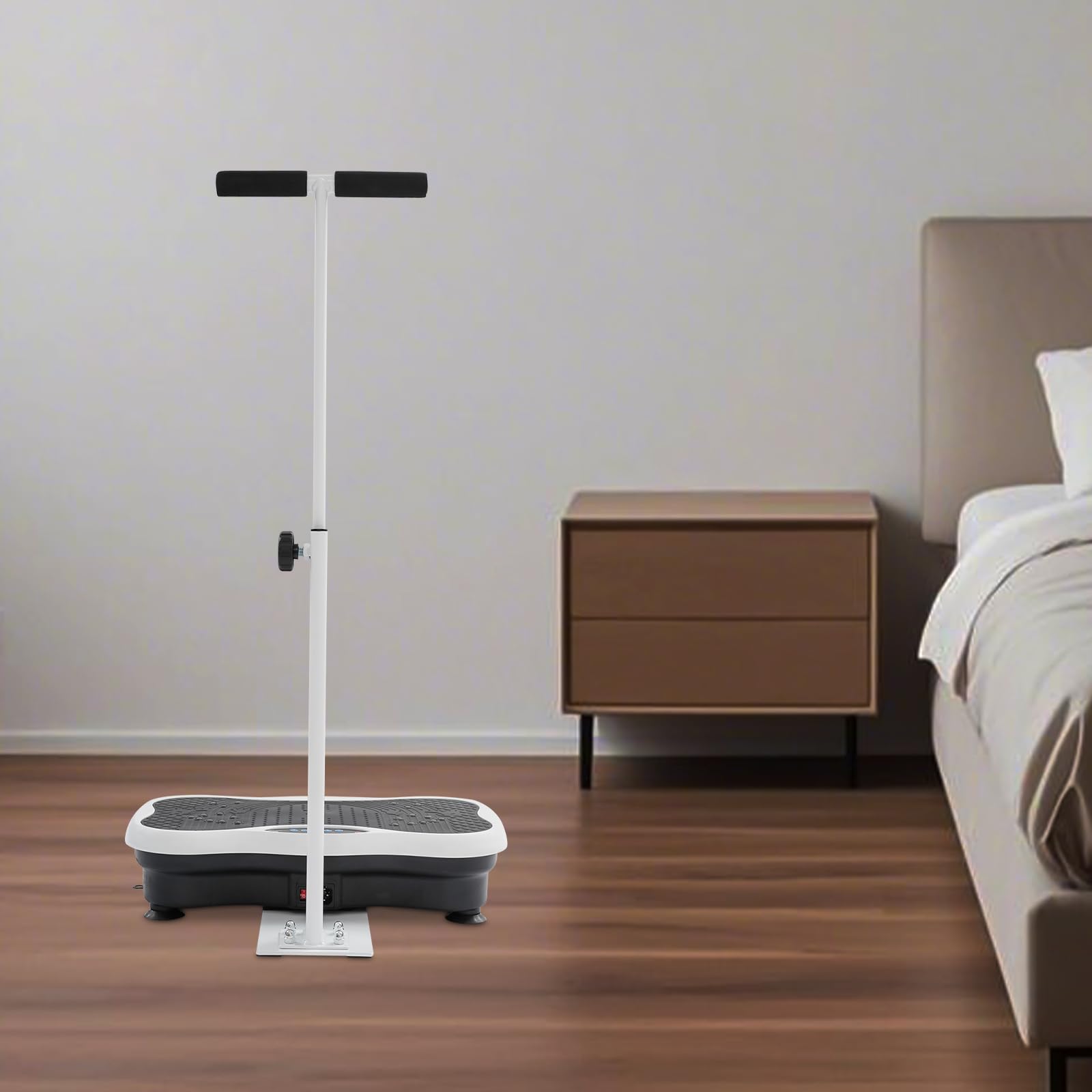 Vibrationsplatte, Rüttelplatte Sport für Zuhause, 180 W Fitness Vibrationsboard mit Verstellbaren & Armlehnen Fernbedienung, Fitnessgeräte für Zuhause | 120 Vibrationsstufen | 10 Trainingsprogramme