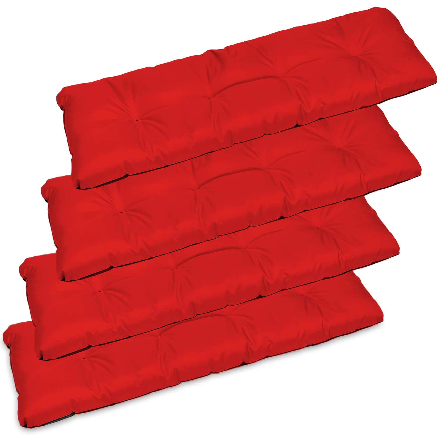 Superkissen24. Set of 4 Large Garden Bench Seat Cushion Seat Pad - 120x38x7 cm - Seat cover for Garden Bench, Garden Swing or Garden Sofa - Outdoor/Indoor Long Bench Pillow - Waterproof - Red — image 1